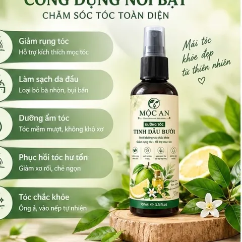 Xịt dưỡng tóc Tinh Dầu Bưởi Mộc An 100ml – Dưỡng Tóc, Hỗ Trợ Giảm Rụng, Kích Thích Mọc Tóc