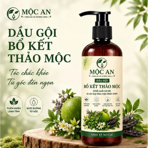 Dầu gội bồ kết thảo mộc thiên nhiên Mộc An 500ml giảm rụng tóc, kích mọc tóc, sạch gàu, chính hãng