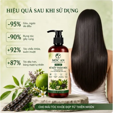 Dầu gội bồ kết thảo mộc thiên nhiên Mộc An 500ml giảm rụng tóc, kích mọc tóc, sạch gàu, chính hãng