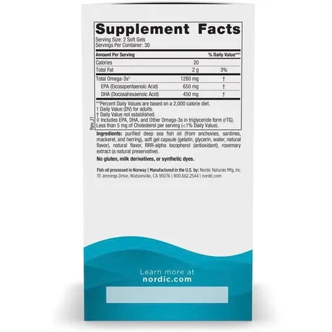 Viên Uống Dầu Cá Nordic Naturals Ultimate Omega 1280mg Omega-3 Lemon 180 Viên
