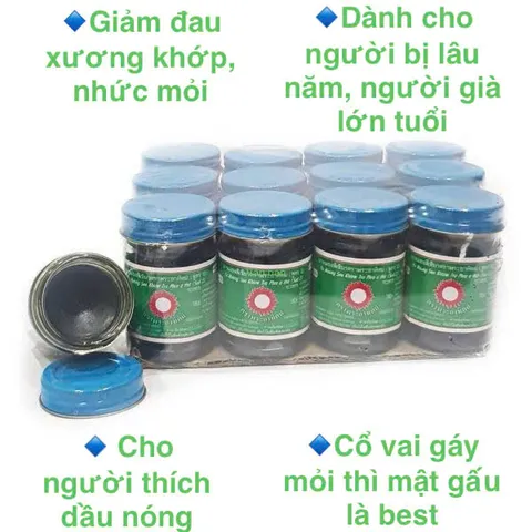 Dầu cù là đen mặt trời đỏ siêu nóng xoa bóp Vasan Thái Lan 60g giảm đau nhức mỏi vay gáy, đau lưng