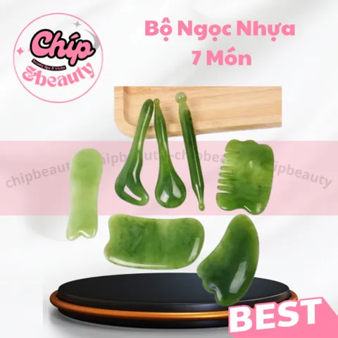 [Tách lẻ] Bộ ngọc cạo gió dưỡng sinh 7 món | Dụng cụ cạo gió ấn huyệt massage dùng trong Spa dưỡng sinh