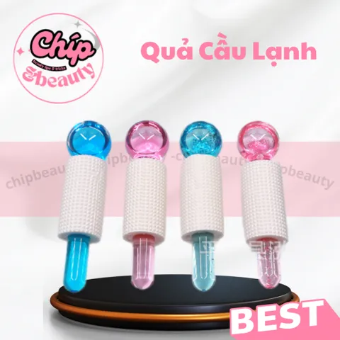 Quả cầu lạnh massage mặt, đẩy tinh chất, 1 hộp 2 quả cầu lạnh. Quả cầu lạnh màu xanh dương, hồng