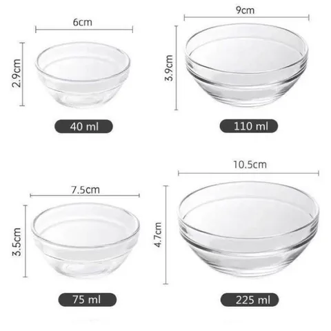 Combo 3 Bát Thuỷ Tinh Loại 6cm - 7.5cm - 9cm dùng đựng bột đắp mặt nạ, bát thuỷ tinh chuyên dụng