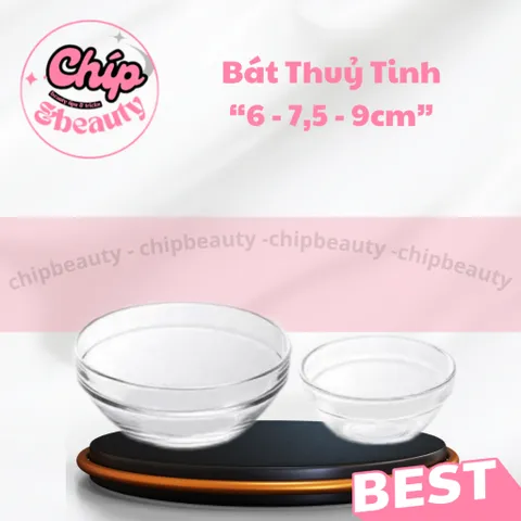 Combo 3 Bát Thuỷ Tinh Loại 6cm - 7.5cm - 9cm dùng đựng bột đắp mặt nạ, bát thuỷ tinh chuyên dụng