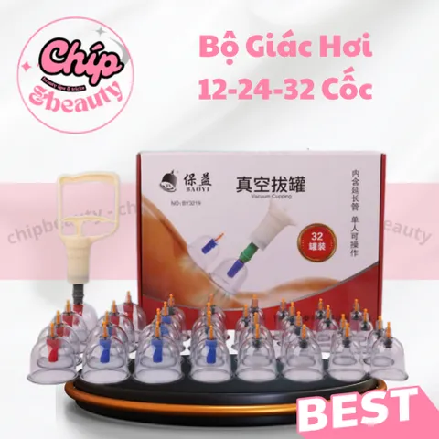 Bộ Giác Hơi cao cấp không dùng lửa, giác hơi chân không, dùng cho gia đình. Giác hơi 12, 24, 32 cốc