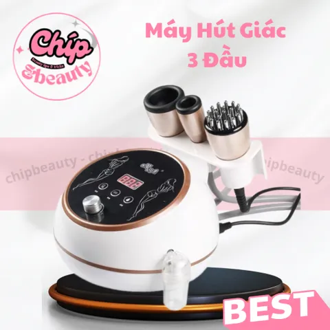 Máy hút giác Hơi, Cạo Gió ion điện tử 3 Đầu trị liệu màu Trắng