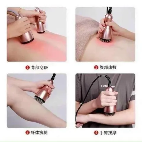 Máy hút giác Hơi, Cạo Gió ion điện tử 3 Đầu trị liệu màu Trắng