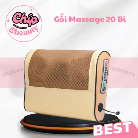 Gối Massage Cổ Vai Gáy - Máy Massage Hồng Ngoại 20Bi Cao Cấp Giúp Giảm Đau Mỏi Cổ Vai Gáy
