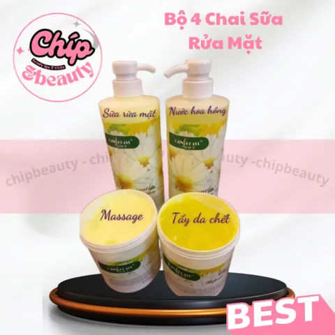 Bộ Chăm Sóc Da Hoa Cúc, Bộ 4 Chai Sữa Rửa Mặt, Kem Massage, Tẩy Da Chết Chính Hãng 837913