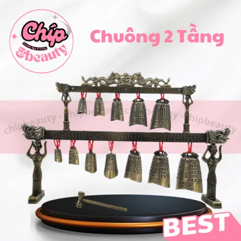 Chuông gió 2 tầng gội dưỡng sinh spa chuông loại 1. Chuông Đồng tạo âm thanh thư giãn tại nhà