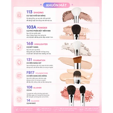 Bộ 18 Cọ Trang Điểm Chuyên Nghiệp Piccasso Collezioni Cán Trong Suốt + Quà Tặng