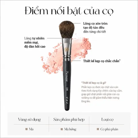 Cọ má hồng phấn Piccasso Brush Premium Line 108 Blusher Brush – Tán má tự nhiên