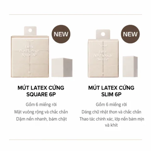 [NEW] Bông mút trang điểm Piccasso Latex Hard Sponge Square & Slim Duo (Bộ 6 miếng)