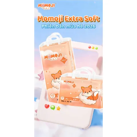 (KO QUÀ) Tã quần/Dán Momoji Extra Plus, thoáng khí, thoát ẩm tốt giúp da bé sơ sinh khô thoáng dài lâu