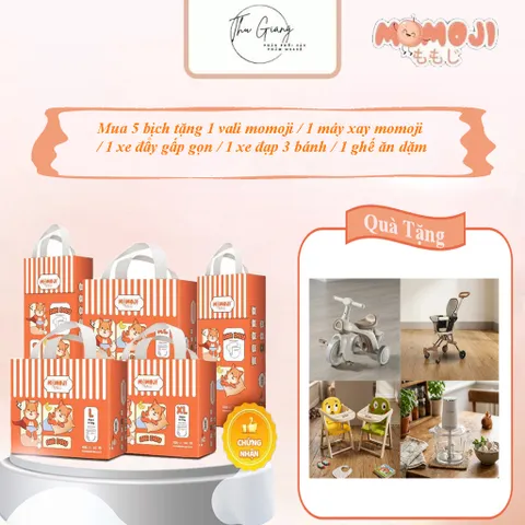 [Phiên Bản Mới] Combo 5 Tã quần/Dán Momoji Air Dry, thoáng khí, thoát ẩm tốt giúp da bé sơ sinh khô thoáng