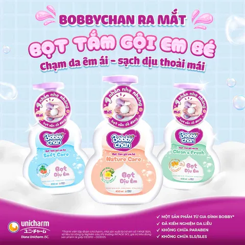 [MỚI - BOBBY] Bọt tắm gội em bé BobbyChan Nature Care-Soft Care -Clean & Fresh dưỡng ẩm, sạch sâu và hạn chế kích ứng da
