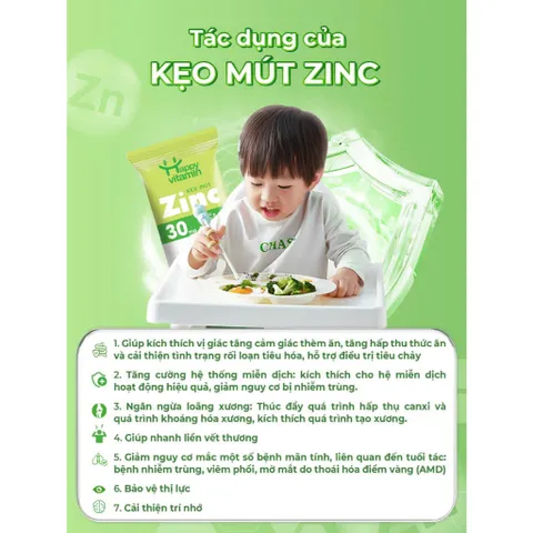 Kẹo mút bổ sung Kẽm hữu cơ hỗ trợ bé ăn ngon miệng, hấp thu dinh dưỡng, tăng đề kháng