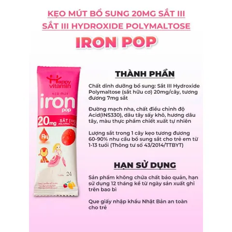 (Combo 5 Vị) Kẹo Mút Happy Vitamin chính hãng bổ sung Sắt, Canxi, Kẽm, Lysine, Vitamin, Keo Ong cho bé