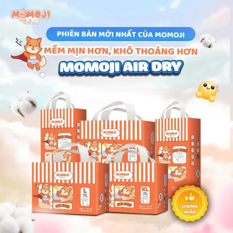 [Phiên Bản Mới] Combo 12 Tã quần/Dán Momoji Air Dry, thoáng khí, thoát ẩm tốt giúp da bé sơ sinh khô thoáng