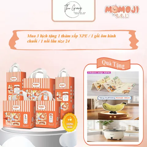 [Phiên Bản Mới] Combo 3 Tã quần/Dán Momoji Air Dry, thoáng khí, thoát ẩm tốt giúp da bé sơ sinh khô thoáng