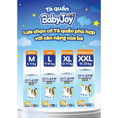(Mua 4b tặng 1b)Tã Bỉm Quần Baby Joy mẫu mới Đủ Size M, L, XL, XXL mềm mịn,khô thoáng