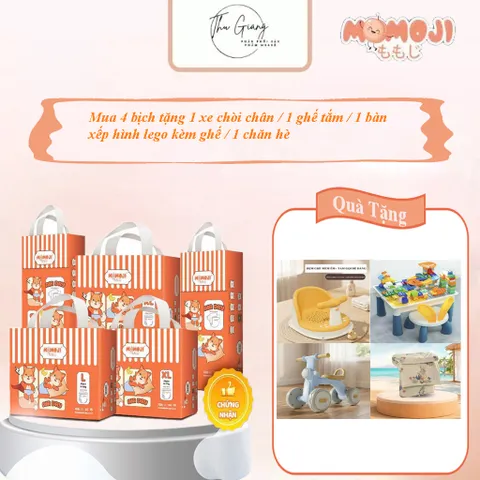 [Phiên Bản Mới] Combo 4 Tã quần/Dán Momoji Air Dry, thoáng khí, thoát ẩm tốt giúp da bé sơ sinh khô thoáng