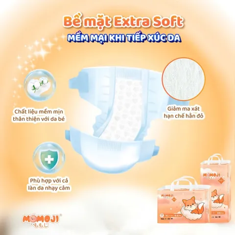 [TIẾT KIỆM] Tã quần/Dán Momoji Extra, thoáng khí,thoát ẩm tốt giúp da bé sơ sinh khô thoáng dài lâu
