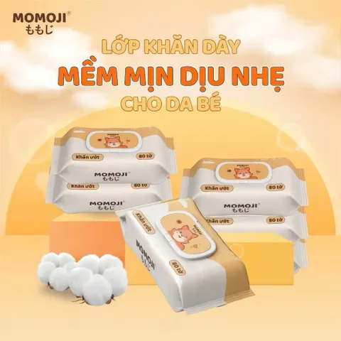 Khăn Giấy Ướt Momoji Không Cồn, Không Parabens, Mềm Mịn, An Toàn Với Mẹ và bé