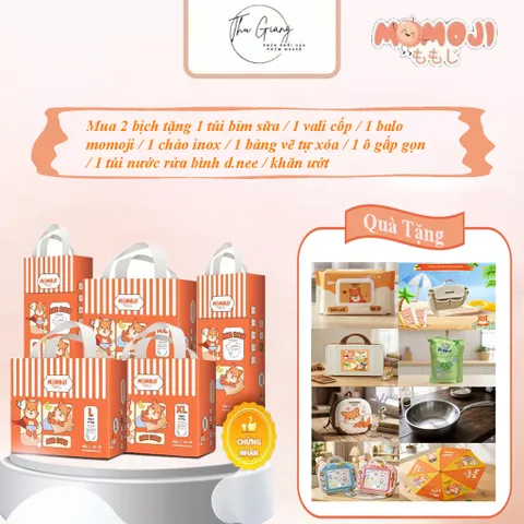 [Phiên Bản Mới] Combo 2 Tã quần/Dán Momoji Air Dry, thoáng khí, thoát ẩm tốt giúp da bé sơ sinh khô thoáng