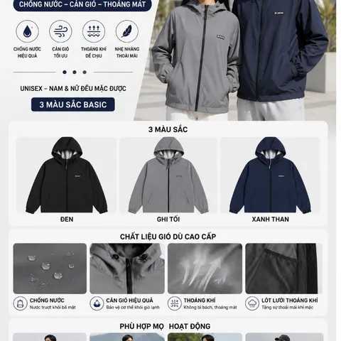 [Mẫu hot]Áo Khoác Gió Dù 2 Mặt Nam Nữ Cao Cấp [CHỐNG NƯỚC - CẢN GIÓ] Lót Lưới Thoáng Khí Unisex Form Rộng Mặc 4 Mùa 🔥