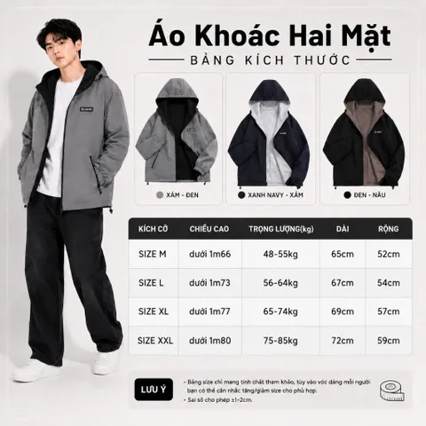 [Deal hot] Áo Khoác Gió Nam Nữ 2 Mặt Cao Cấp LIMITED - Áo Gió Dù Unisex Phối 2 Màu Chống Nước Mặc Được 2 Kiểu Form Rộng