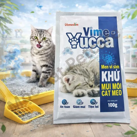 <COMBO 5 TÚI>MEN VI SINH KHỬ MÙI CÁT MÈO VIME - YUCCA 100GR/GÓI – KHỬ MÙI NHANH, AN TOÀN CHO THÚ CƯNG 🔥