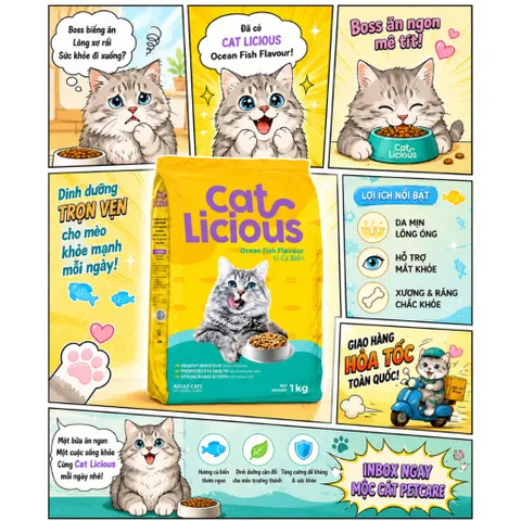 ? HẠT MÈO CAT LICIOUS VỊ CÁ BIỂN 1KG–DA LÔNG KHỎE MẠNH - TỐT CHO MẮT - XƯƠNG RĂNG CHẮC KHỎE - DINH DƯỠNG CÂN BẰNG