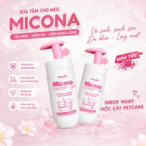 <2CHAI>MICONA SHAMPOO 200ML – SỮA TẮM HỖ TRỢ PHÒNG&ĐIỀU TRỊ BỆNH DA,GIẢM RỤNG LÔNG,KHỬ MÙI,DƯỠNG LÔNG MƯỢT CHO CHÓ & MÈO