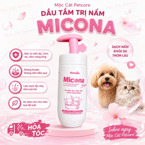 <2CHAI>MICONA SHAMPOO 200ML – SỮA TẮM HỖ TRỢ PHÒNG&ĐIỀU TRỊ BỆNH DA,GIẢM RỤNG LÔNG,KHỬ MÙI,DƯỠNG LÔNG MƯỢT CHO CHÓ & MÈO