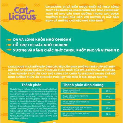 ? HẠT MÈO CAT LICIOUS VỊ CÁ BIỂN 1KG–DA LÔNG KHỎE MẠNH - TỐT CHO MẮT - XƯƠNG RĂNG CHẮC KHỎE - DINH DƯỠNG CÂN BẰNG