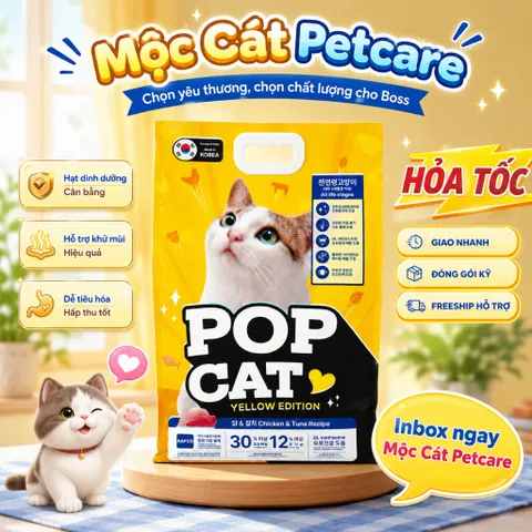 🇰🇷THỨC ĂN HẠT CHO MÈO POP CAT YELLOW EDITION 5KG – CHICKEN & TUNA🇰🇷