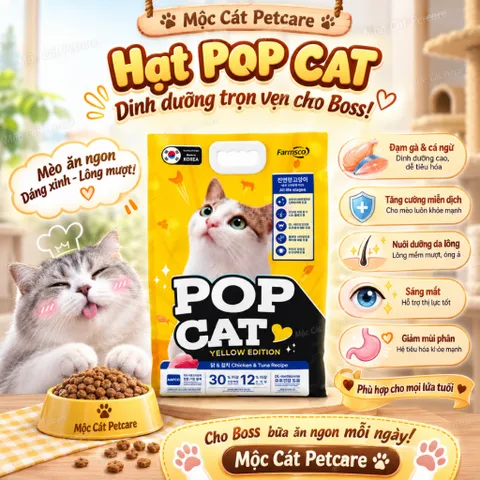 🇰🇷THỨC ĂN HẠT CHO MÈO POP CAT YELLOW EDITION 5KG – CHICKEN & TUNA🇰🇷