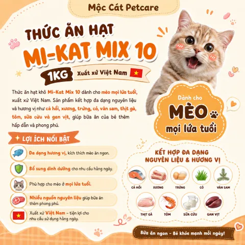COMBO 6 TÚI Hạt SIÊU TOPPING Cho Mèo Mi-Kat 10 VIỆT NAM -Chất Lượng Cao -DINH DƯỠN- AN TOÀN - VIỆT NAM