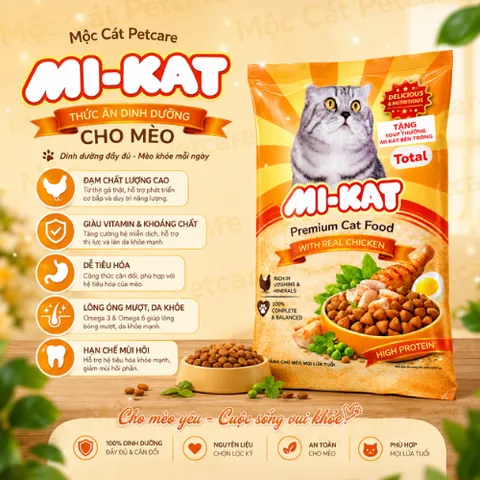 Tặng Soup thưởng<COMBO 5 TÚI> MI-KAT Total Premium Cat Food 350GR/TÚI–THỨC ĂN DINH DƯỠNG CHO MÈO-VIỆT NAM