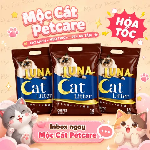<COMBO 3 TÚI 18L>Cát Vệ Sinh Mèo LUNA 54L 🌿Cao Cấp- Vón Nhanh – Khử Mùi Mạnh – Ít Bụi – Tiết Kiệm- An Toàn