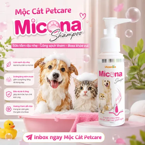 MICONA SHAMPOO 120ML – SỮA TẮM HỖ TRỢ PHÒNG&ĐIỀU TRỊ BỆNH DA,GIẢM RỤNG LÔNG,KHỬ MÙI,DƯỠNG LÔNG MƯỢT CHO CHÓ & MÈO