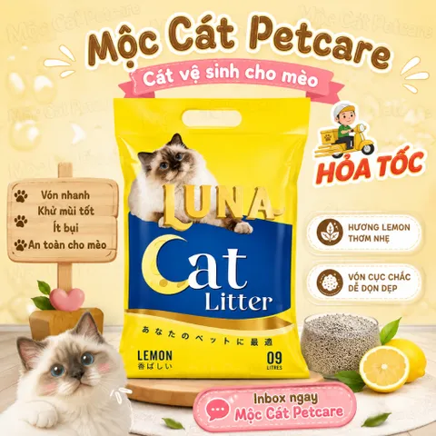 Cát Vệ Sinh Mèo LUNA 9L/18L 🌿 Vón Nhanh – Khử Mùi Mạnh – Ít Bụi – Tiết Kiệm- An Toàn