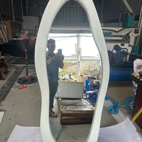 Gương soi toàn thân bọc nỉ dáng hạt đậu 170x70cm, gương đứng decor phòng ngủ phong cách Hàn Quốc