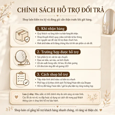 Gương trang điểm để bàn dáng mây kèm đế gỗ, gương makeup decor có LED/không LED, nhiều kích thước.