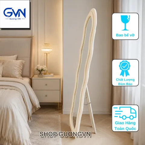 Gương soi toàn thân bọc nỉ lượn sóng phongcách Hàn Quốc, gương decor phòng ngủ/shop quần áo 170x70cm