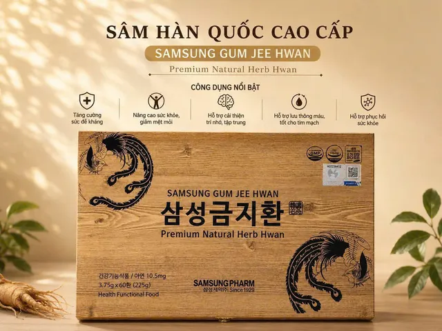 AN CUNG BỔ NÃO SAMSUNG HỘP GỖ VÀ GIẤY 60 VIÊN  nhập khẩu chính ngạch