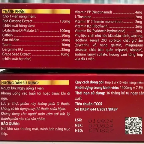 (có video) Viên uống Sâm Tăng Lực, Tỉnh Táo, giảm mệt mỏi, Ngày dùng 1 viên, Hộp 30 viên