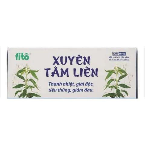 Xuyên tâm liên fito Giải độc, Giảm đau, Thanh nhiệt, Tiêu thũng, dùng cho người, Người viêm họng, phổi,tiểu gắt Giải độc